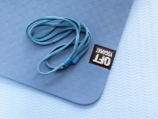 Мат для йоги 6 мм двухслойный темно-синий светло-синий Original Fit.Tools