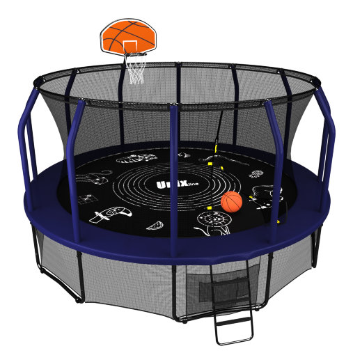 Батут пружинный с защитной сеткой UNIX line SUPREME GAME 14ft + Basketball