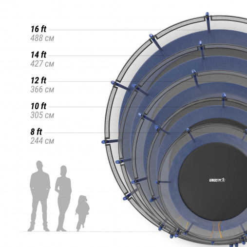 Батут UNIX Line SUPREME BASIC 12 ft (blue) 3.66 м. синий
