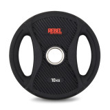 Диск олимпийский обрезиненный с двумя хватами 10 кг REBEL Диск олимпийский обрезиненный с двумя хватами 10 кг REBEL