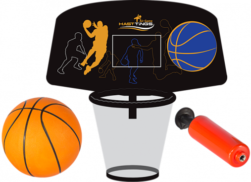 Батут Hasttings Air Game Basketball 15FT (4,6 м) "зеленый" с баскетбольным кольцом + внутренней сеткой и двухсторонним защитным матом (зеленый/синий)