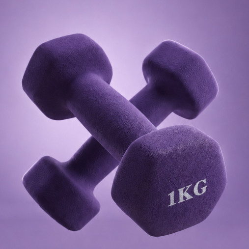 Гантель неразборная гексагональная неопрен 1 кг (2 штуки) VictoryFit VF-DHN010-2