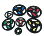 Набор 110 кг. черных олимпийских обрезиненных дисков AeroFit AFPLC 2.5-20KG с 3-мя хватами. Посадочное кольцо из нержавеющей стали