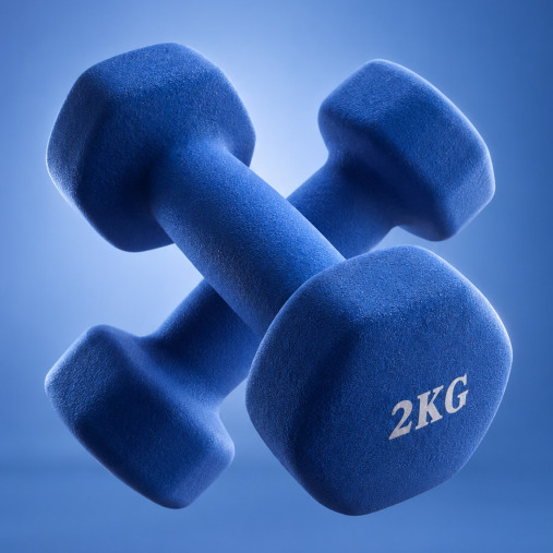 Гантель неразборная гексагональная неопрен 2 кг (2 штуки) VictoryFit VF-DHN020-2