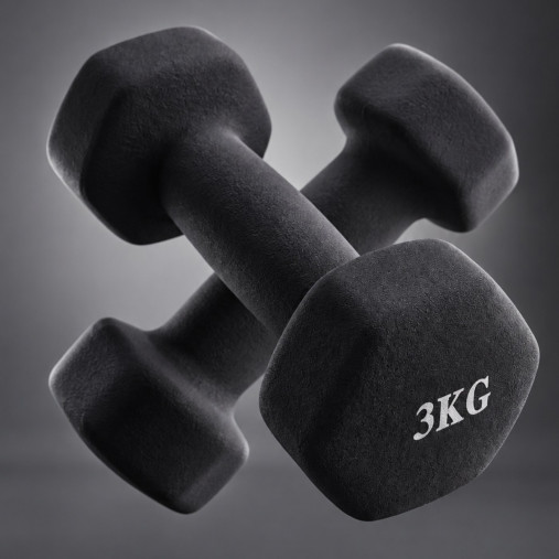 Гантель неразборная гексагональная неопрен 3 кг (2 штуки) VictoryFit VF-DHN030-2