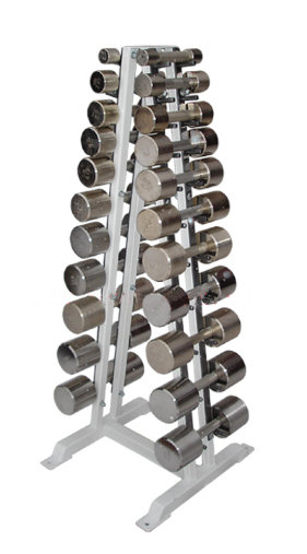 Хромированный гантельный ряд на 10 пар от 1 до 10 кг Bronze Gym ACD1-10 - подставка приобретается отдельно