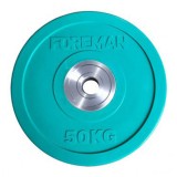 Диск бампированный обрезиненный цветной FOREMAN FM/BM-50KG-GN, вес: 50 кг