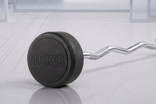 Штанга неразборная обрезиненная 15 кг. Изогнутый гриф VictoryFit VF-DX5150