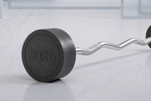 Штанга неразборная обрезиненная 50 кг. Изогнутый гриф VictoryFit VF-DX5500