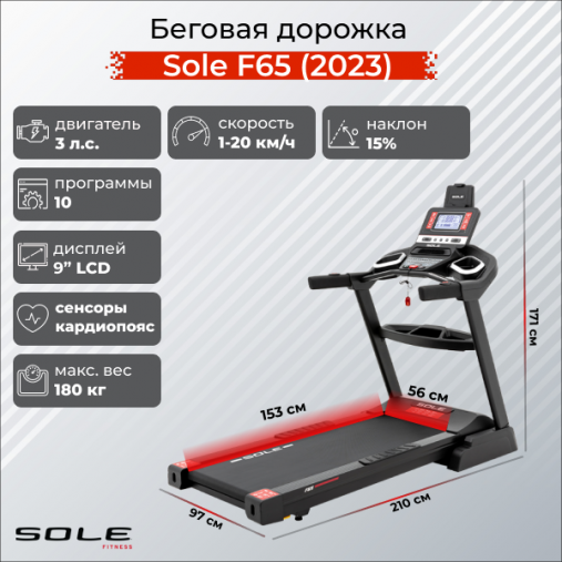 Электрическая беговая дорожка Sole Fitness F65 (2023)