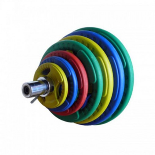 Набор цветных обрезиненных дисков ZSO, D-51 мм, 1,25-25 кг, с хватами (общий вес 157,5 кг) 7 пар