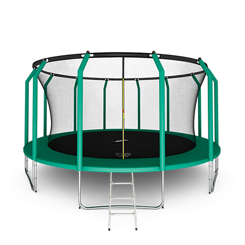 Батут ARLAND премиум 16FT (4,88 м) с внутренней страховочной сеткой и лестницей (Dark green)