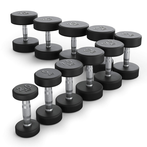 Ряд гантелей круглых UNIX Fit обрезиненные от 2,5 до 25 кг Ряд гантелей круглых UNIX Fit обрезиненные от 2,5 до 25 кг