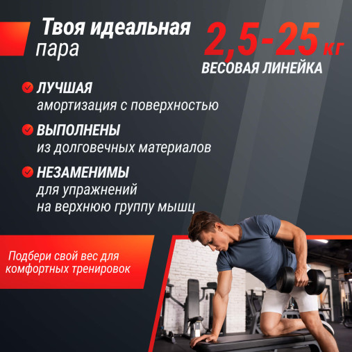 Ряд гантелей круглых UNIX Fit обрезиненные от 2,5 до 25 кг Ряд гантелей круглых UNIX Fit обрезиненные от 2,5 до 25 кг